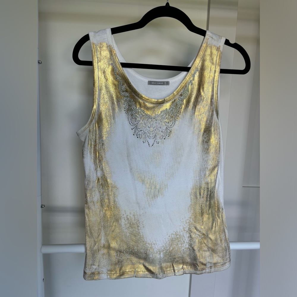 Nally & Millie Gold Embellished Tank Top